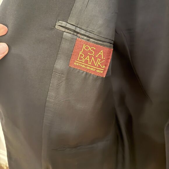 Men's Navy Jos A Bank 38R 100% Pure Wool Sport Coat Gold Details VGUC - Picture 3 of 6